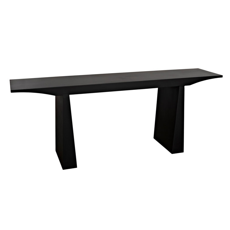 Black Metal and Wood 78'' Industrial Console Table