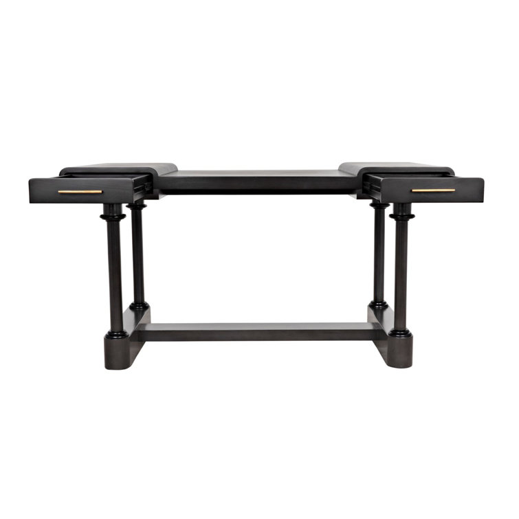 Locarno 28" Black Solid Wood Writing Desk with Drawer