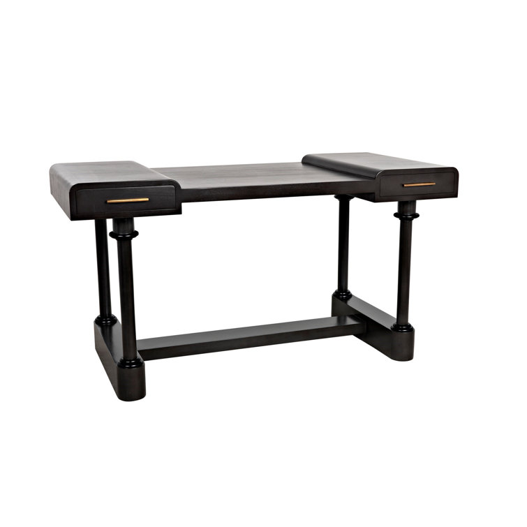Locarno 28" Black Solid Wood Writing Desk with Drawer