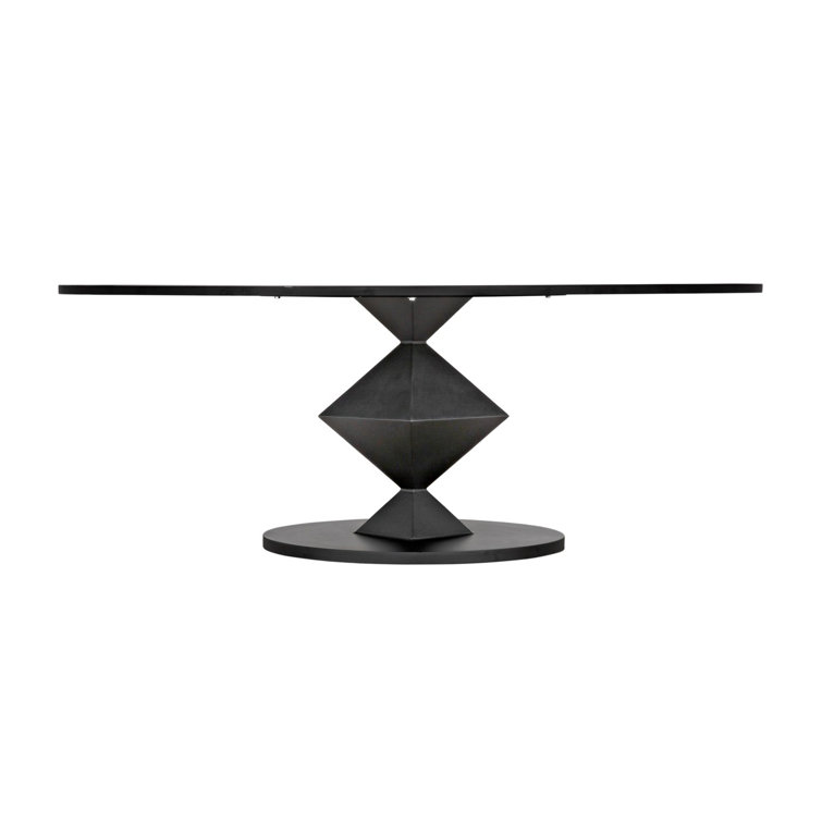 Katana Transitional Black Metal Oval Dining Table