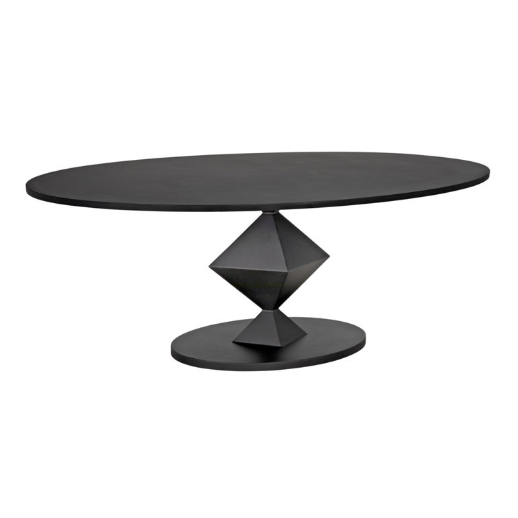 Katana Transitional Black Metal Oval Dining Table