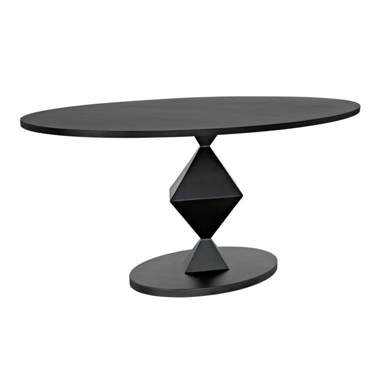 Katana Transitional Black Metal Oval Dining Table