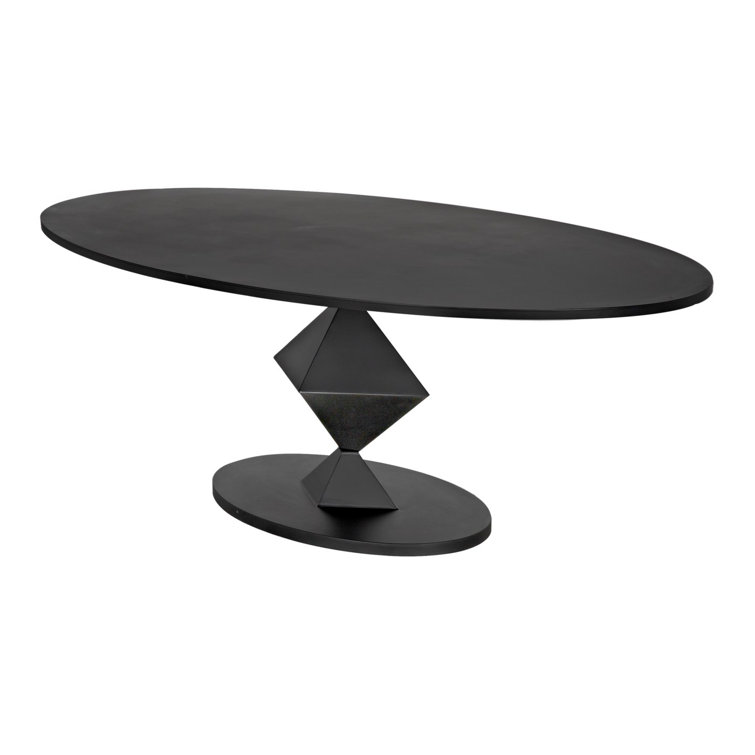 Katana Transitional Black Metal Oval Dining Table