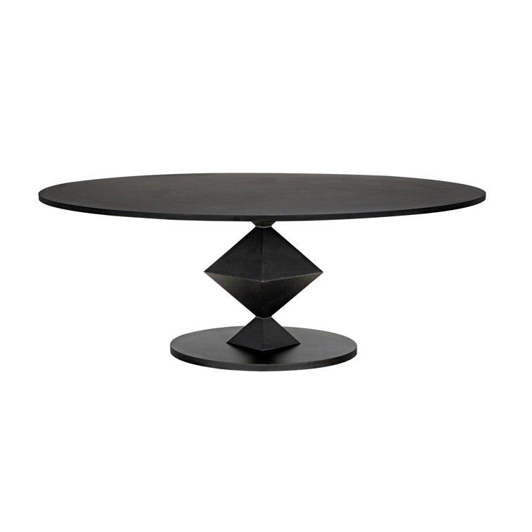 Katana Transitional Black Metal Oval Dining Table