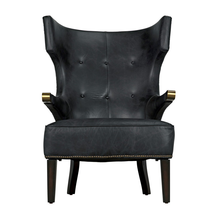 Handcrafted Noir Leather Accent Chair in Sleek Black