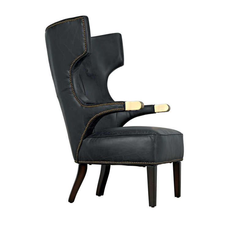 Handcrafted Noir Leather Accent Chair in Sleek Black