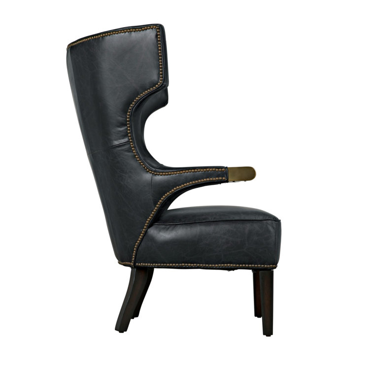 Handcrafted Noir Leather Accent Chair in Sleek Black