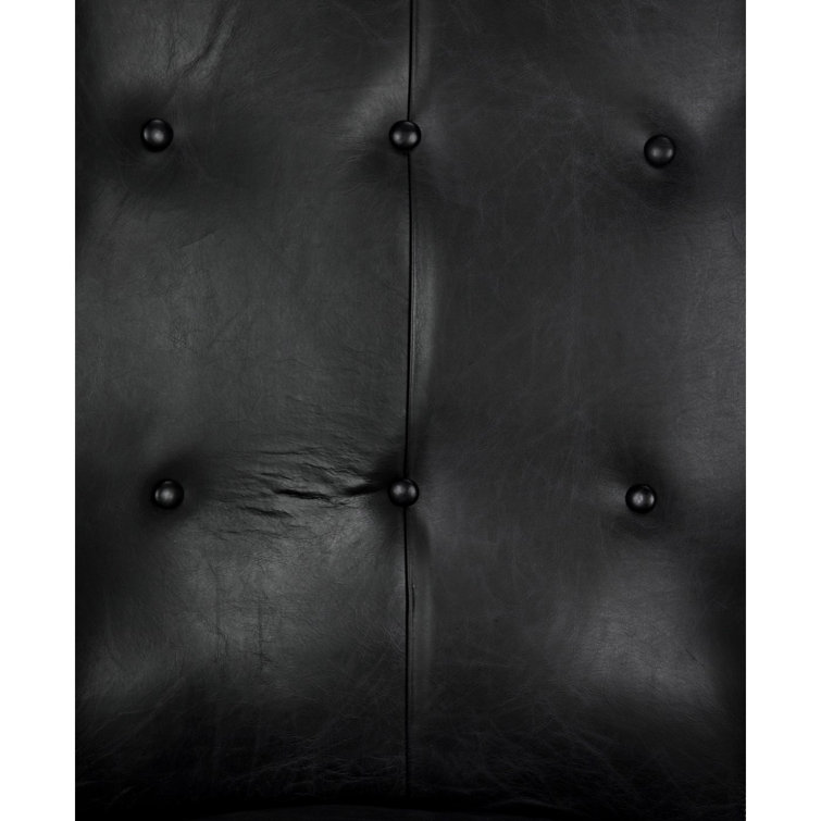 Handcrafted Noir Leather Accent Chair in Sleek Black