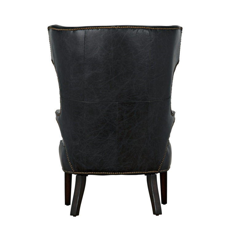 Handcrafted Noir Leather Accent Chair in Sleek Black