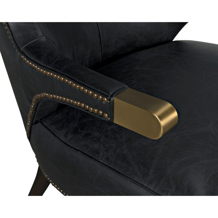 Handcrafted Noir Leather Accent Chair in Sleek Black