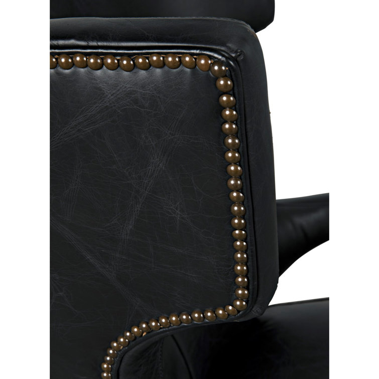 Handcrafted Noir Leather Accent Chair in Sleek Black