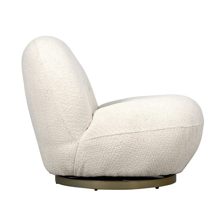 Artemis White Velvet Swivel Side Chair with Metal Base
