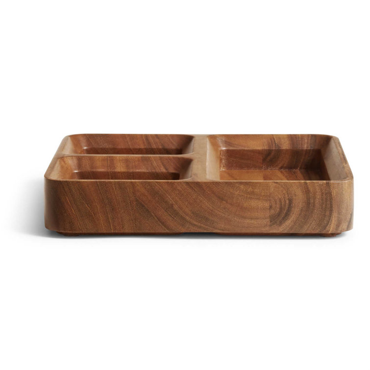 Acacia Wood Beveled Desk Organizer Tray