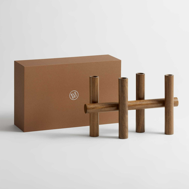 Walnut Wood Modern Tally Candelabra