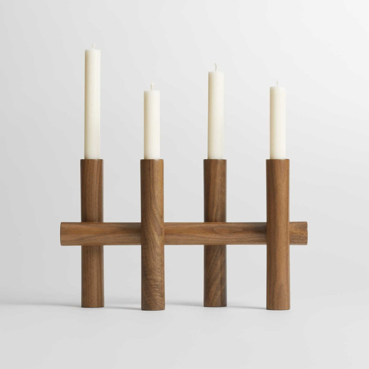 Walnut Wood Modern Tally Candelabra
