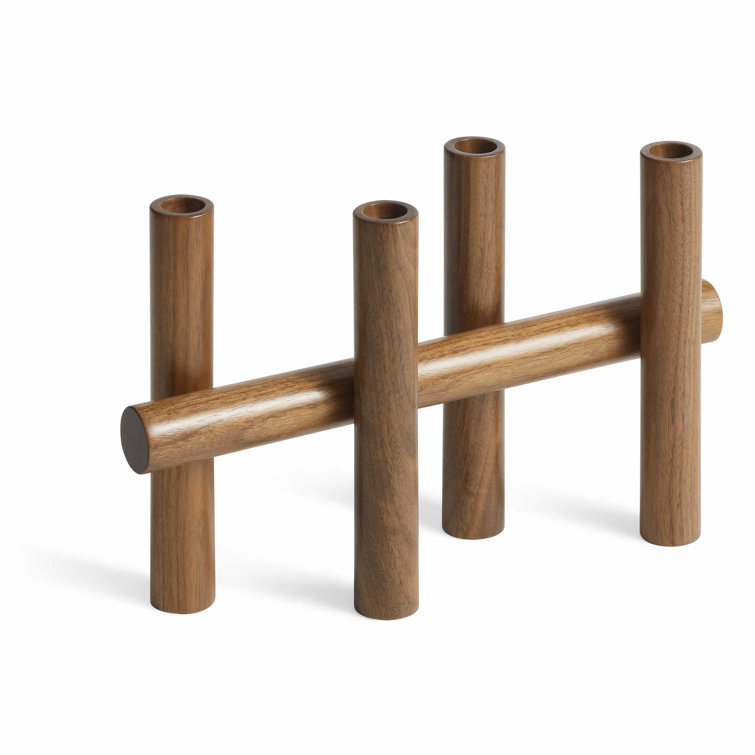 Walnut Wood Modern Tally Candelabra