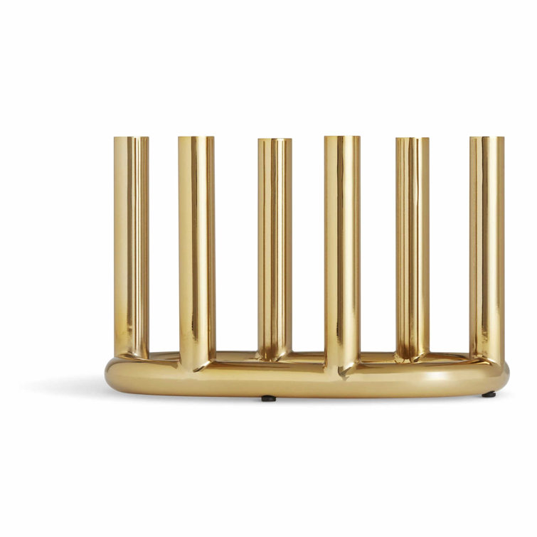 Large Brass Metal Candelabra with Shiny Steel Pillars