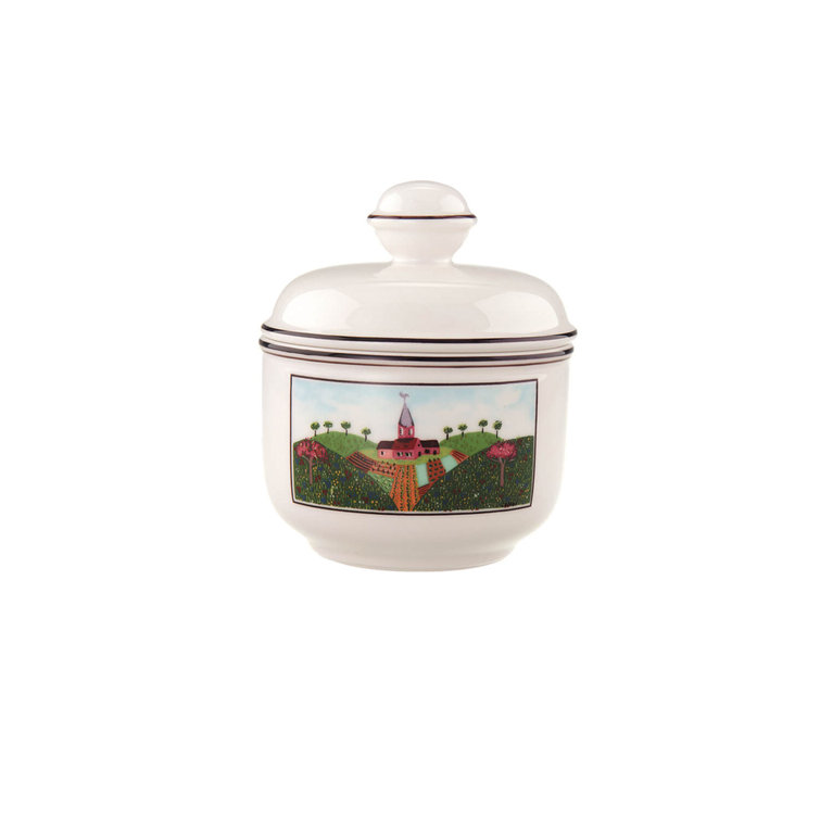 Villeroy & Boch Naif White Porcelain Covered Sugar Bowl