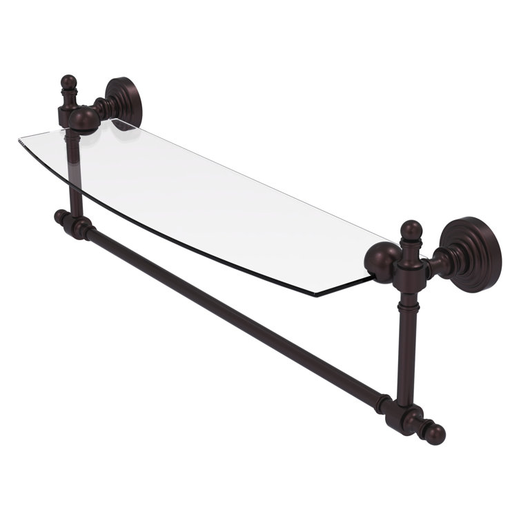 Antique Bronze Glass Wall Shelf with Towel Bar