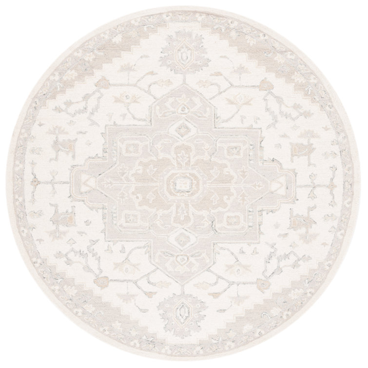 Ivory Elegance 84'' Round Hand-Knotted Wool Area Rug