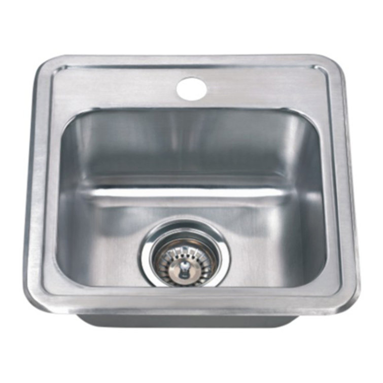 Sleek 15'' Square Stainless Steel Modern Kitchen Sink with Matte Finish