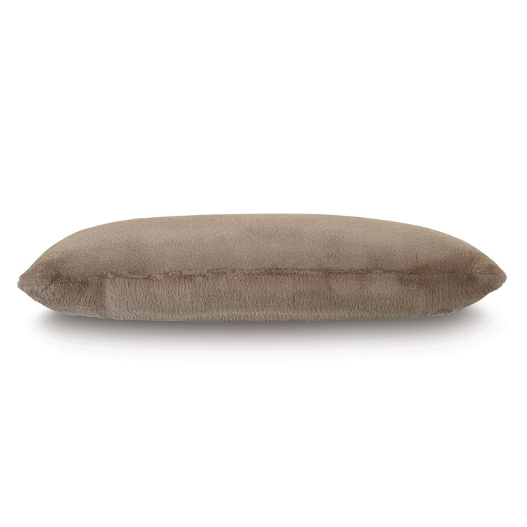 Adrienne Beige Faux Fur Rectangular Lumbar Pillow