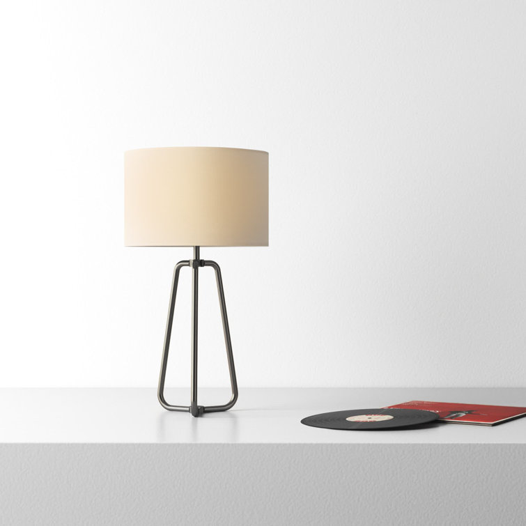 Sleek 25" Silver Metal Table Lamp with White Cotton Shade