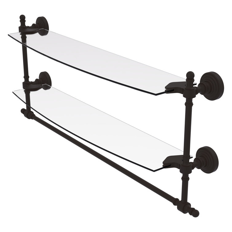 Contemporary 24" Oil Rubbed Bronze Glass Shelf with Towel Bar