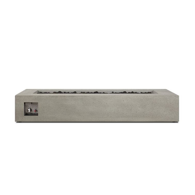 Gray Glass Fiber Reinforced Concrete Long Rectangle Fire Pit Table