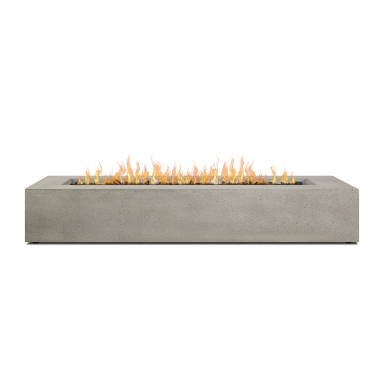 Gray Glass Fiber Reinforced Concrete Long Rectangle Fire Pit Table