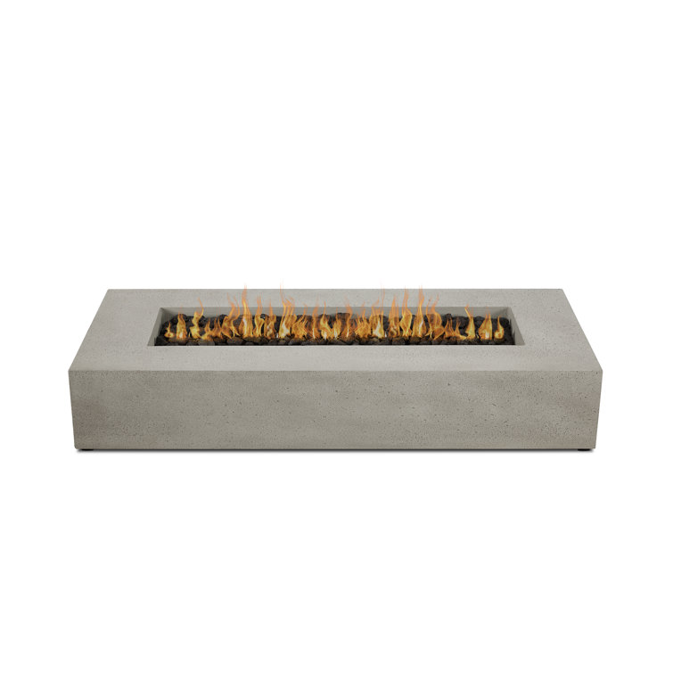 Gray Glass Fiber Reinforced Concrete Long Rectangle Fire Pit Table