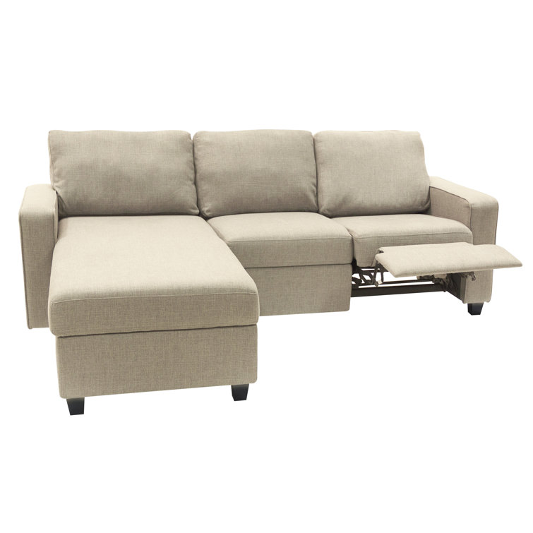 Copenhagen 60'' Beige Fabric Sectional with Storage and Rolled Arms