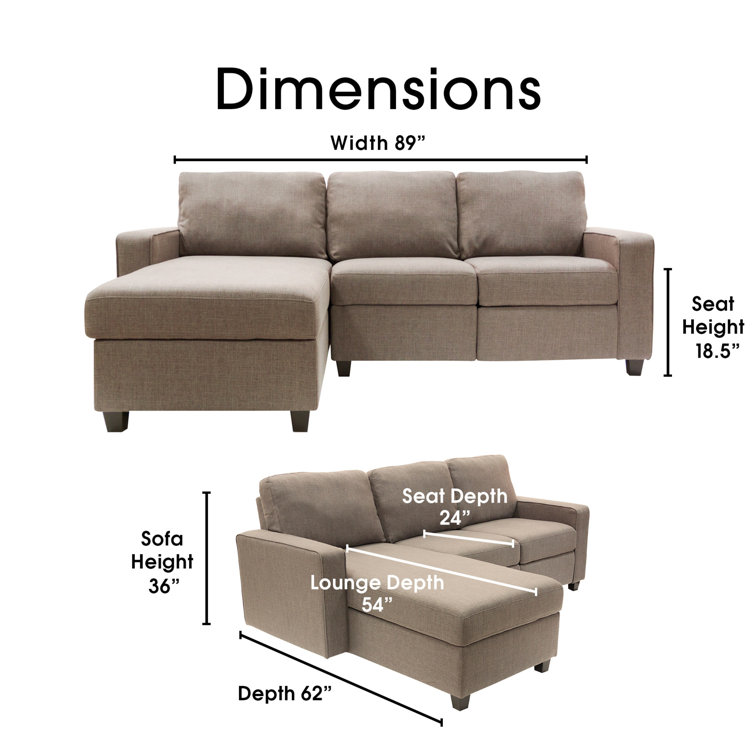 Oatmeal Polyester 3-Seater Sleeper Sectional with Inner-Spring and Storage