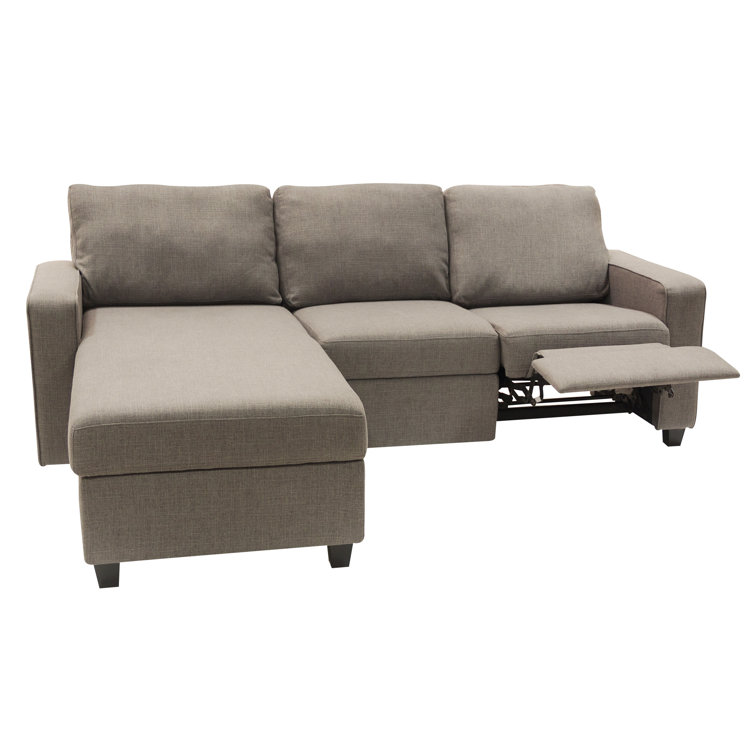 Oatmeal Polyester 3-Seater Sleeper Sectional with Inner-Spring and Storage
