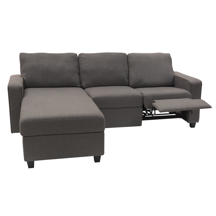 Copenhagen 89'' Gray Microfiber Sectional Sofa with Storage Chaise