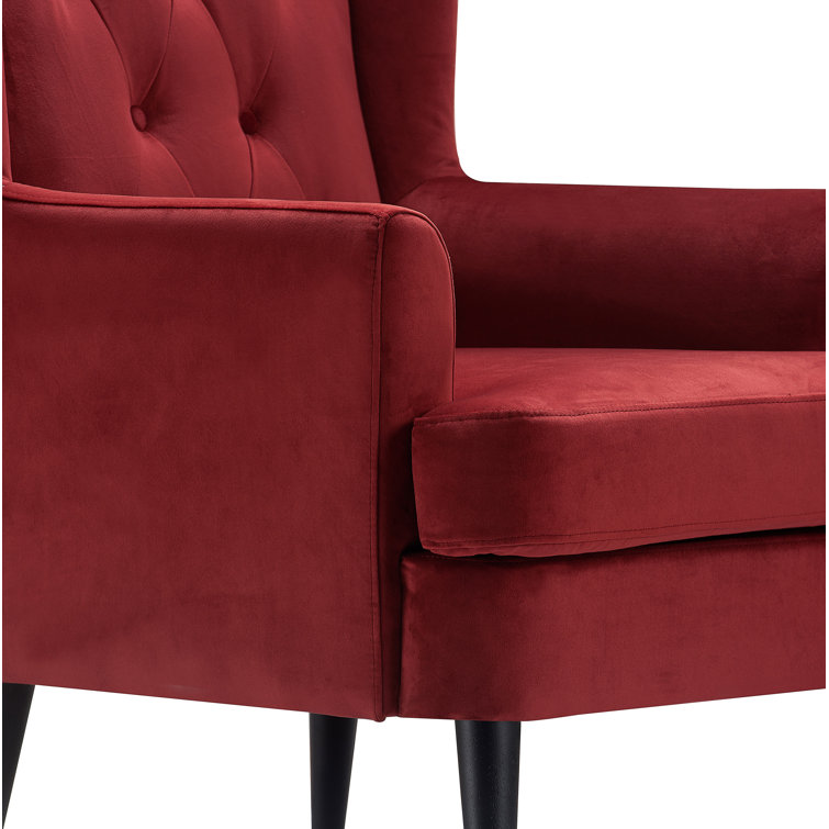 Burgundy Velvet Tufted Accent Chair with Tapered Legs