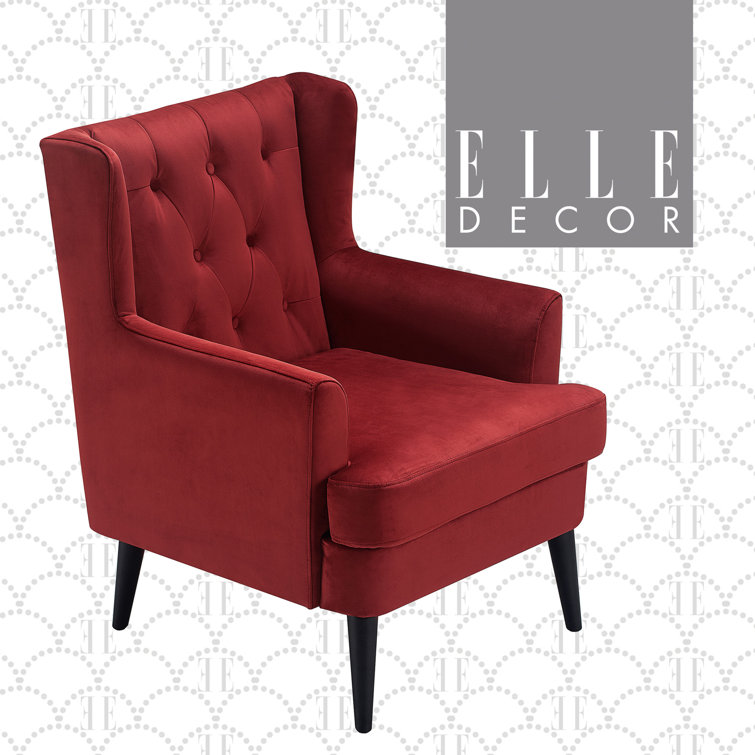 Burgundy Velvet Tufted Accent Chair with Tapered Legs