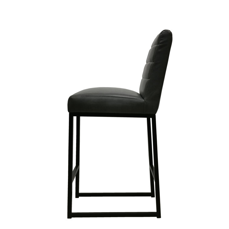 Seville Dark Gray Metal and Leather Counter Stool