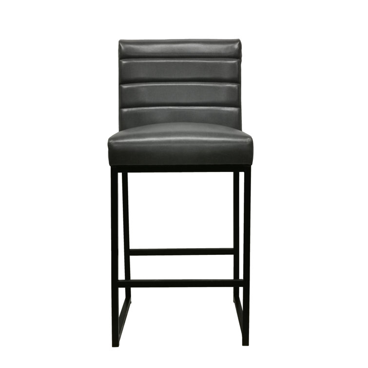 Seville Dark Gray Metal and Leather Counter Stool