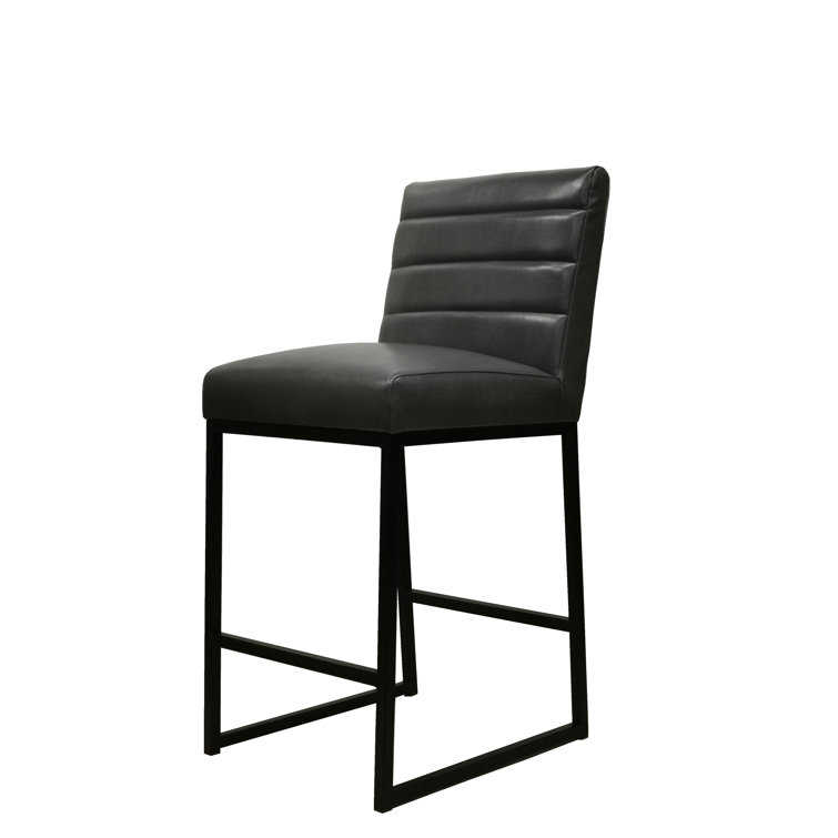 Seville Dark Gray Metal and Leather Counter Stool