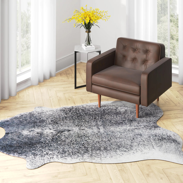 Gray and Ivory Faux Cowhide Animal Print Rug 8' x 10'