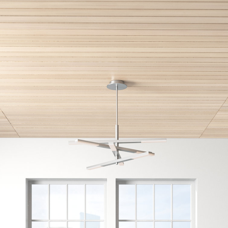 Helix 48" White Silica and Brushed Aluminum LED Chandelier