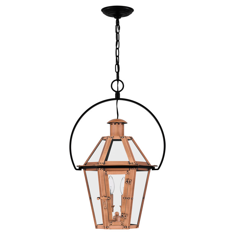 Aged Copper and Clear Glass 24" Indoor/Outdoor Pendant Light