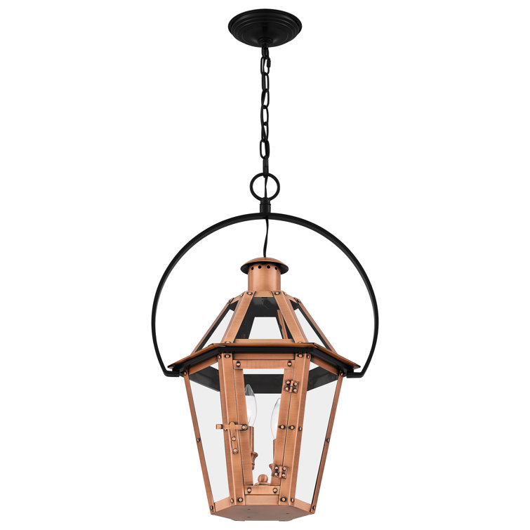 Aged Copper and Clear Glass 24" Indoor/Outdoor Pendant Light