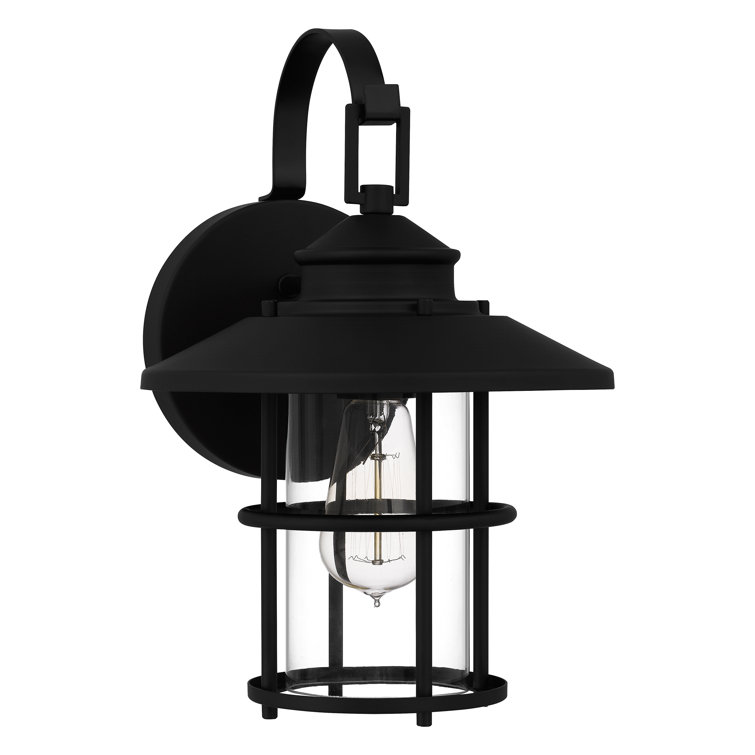 Matte Black Aluminum Outdoor Wall Light with Clear Glass
