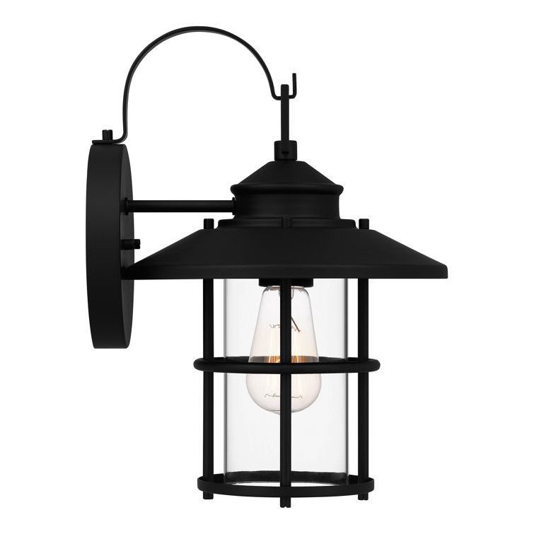 Matte Black Aluminum Outdoor Wall Light with Clear Glass