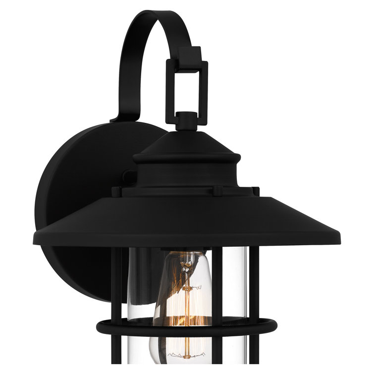 Matte Black Aluminum Outdoor Wall Light with Clear Glass