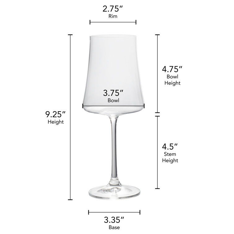 Aline 18 oz Clear Crystal Red Wine Glasses Set of 4