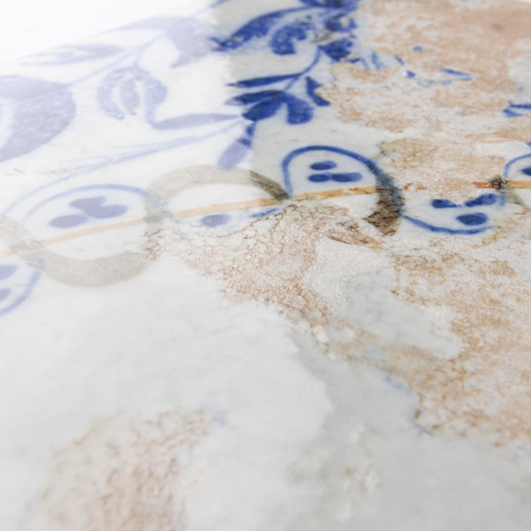 Kings Luxe Heritage 17.63" Blue and Beige Ceramic Patterned Wall & Floor Tile