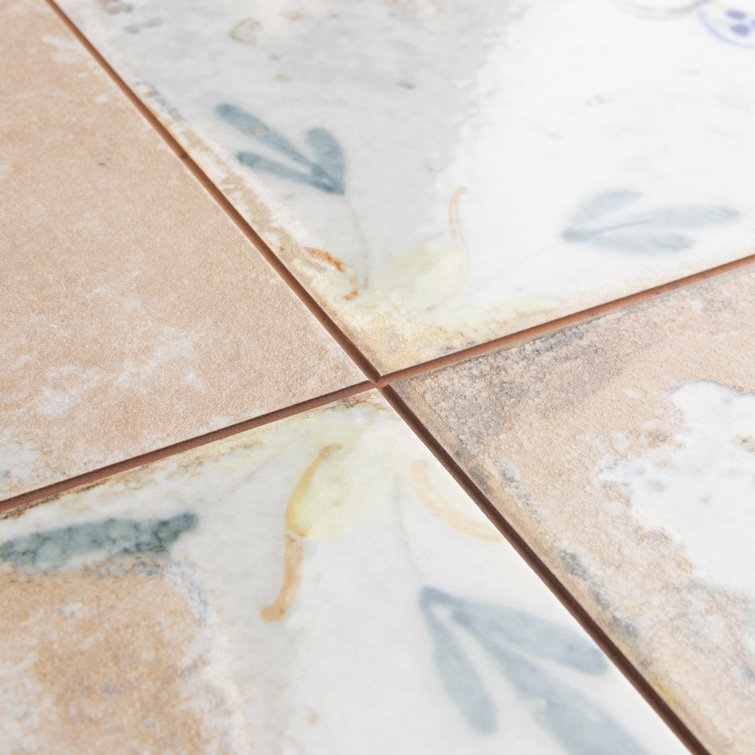 Kings Luxe Heritage 17.63" Blue and Beige Ceramic Patterned Wall & Floor Tile